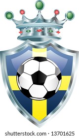 ilustración vectorial de la pelota de fútbol en la bandera suecia