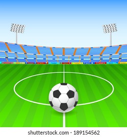 vector illustration of Soccer ball on stadium