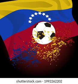 vector illustration, soccer ball on Venezuelan flag background