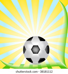 vector illustration of soccer ball on the sunny background