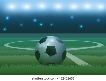 Vector illustration. Soccer ball on a football background.