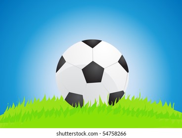 Vector illustration of soccer ball on stadium