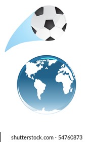 Vector illustration of soccer ball orbits earth