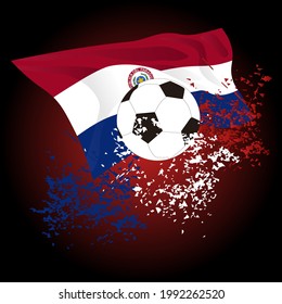 vector illustration, soccer ball with Paraguay flag background