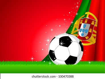 Vector illustration of a soccer ball with Portugal insignia