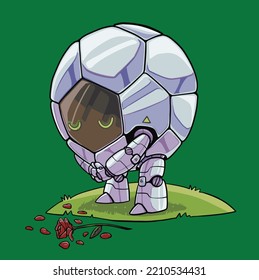 Vektorgrafik des Fußballballroboters in Kummer, Gefallen für Maskottchen und Poster