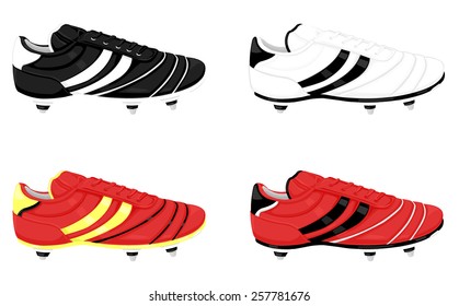 A vector illustration of soccer boots with studs for grip. Soccer boots. Football boots.