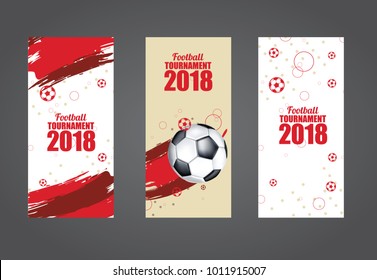 ilustración vectorial. diseño gráfico de la copa de fútbol conjunto de banderas verticales con abstracciones y patrones modernos en el fondo. conjunto vectorial de elementos para campeones de fútbol. vector de fútbol en Rusia