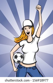 Vector illustration of Soccer Fan Girl