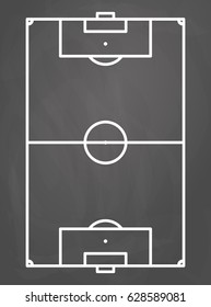 vector illustration of soccer field on an black board background