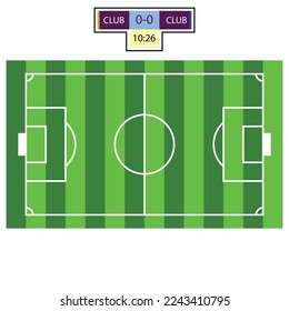 vector illustration of a soccer field and score