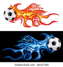 ilustración vectorial del balón de fuego de fútbol