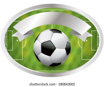 A vector illustration of a soccer - football badge with banner. EPS 10. File contains transparencies and gradient mesh.