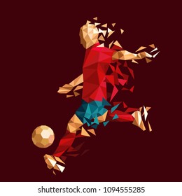 vector illustration soccer football player low-poly style concept 