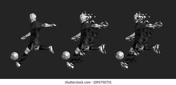 vector illustration soccer football player low-poly style concept shadow uniform colour 