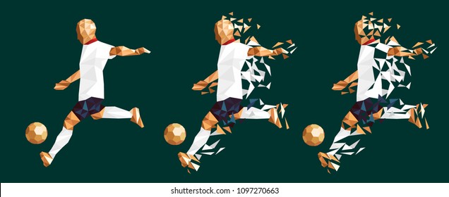 vector illustration soccer football player low-poly style concept england kits uniform colour championship