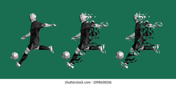 vector illustration soccer football player low-poly style concept  kits uniform colour 