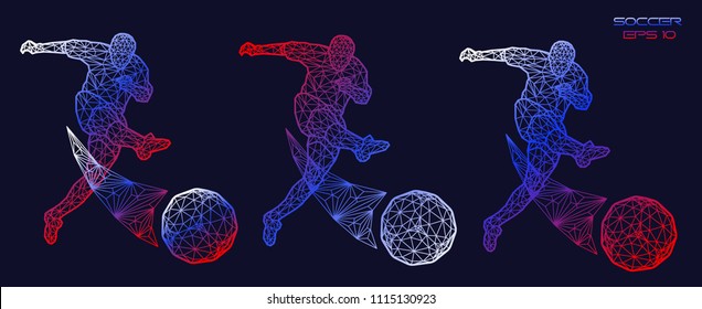 vector illustration soccer football player low-poly style concept kits uniform colour championship