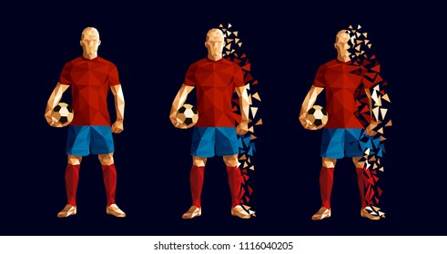 vector illustration soccer football player low-poly style concept russia costa rica