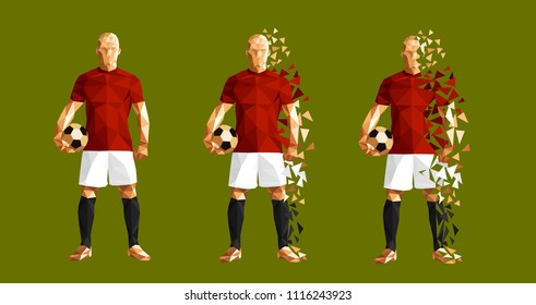 vector illustration soccer football player low-poly style concept egypt kits uniform colour championship