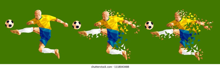 vector illustration soccer football player low-poly style concept brazil kits uniform colour championship