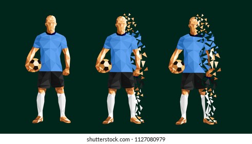 vector illustration soccer football player low-poly style concept uruguay kits uniform colour  championship