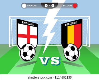 Vector illustration of soccer or football tournament championship, England vs Belgium, group G