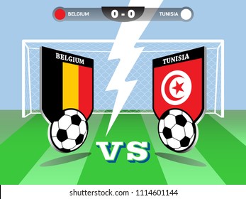 Vector illustration of soccer or football tournament championship, Belgium vs Tunisia, group G