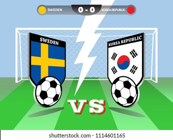 Vector illustration of soccer or football tournament championship, Sweden vs Korea Republic, group F