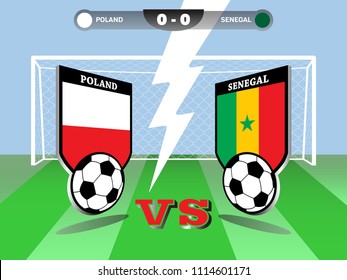 Vector illustration of soccer or football tournament championship, Poland vs Senegal, group H