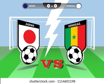 Vector illustration of soccer or football tournament championship, Poland vs Senegal, group H