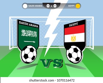 Vector illustration of soccer or football world tournament championship, group A, Saudi Arabia vs Egypt match