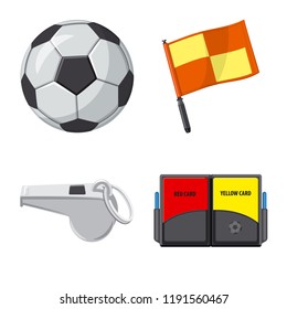 Vector illustration of soccer and gear icon. Set of soccer and tournament stock vector illustration.