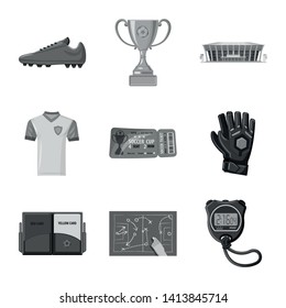 Vector illustration of soccer and gear logo. Collection of soccer and tournament stock vector illustration.