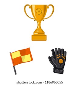 Vector illustration of soccer and gear sign. Set of soccer and tournament stock vector illustration.
