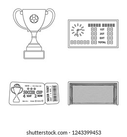 Vector illustration of soccer and gear sign. Set of soccer and tournament stock symbol for web.