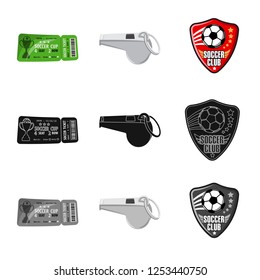 Vector illustration of soccer and gear sign. Collection of soccer and tournament stock vector illustration.