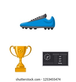 Vector illustration of soccer and gear sign. Collection of soccer and tournament stock symbol for web.
