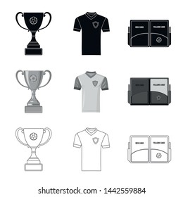 Vector illustration of soccer and gear sign. Set of soccer and tournament stock symbol for web.