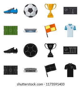 Vector illustration of soccer and gear symbol. Set of soccer and tournament vector icon for stock.