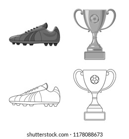 Vector illustration of soccer and gear symbol. Collection of soccer and tournament vector icon for stock.