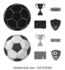 Vector illustration of soccer and gear symbol. Set of soccer and tournament stock symbol for web.