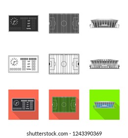 Vector illustration of soccer and gear symbol. Collection of soccer and tournament vector icon for stock.