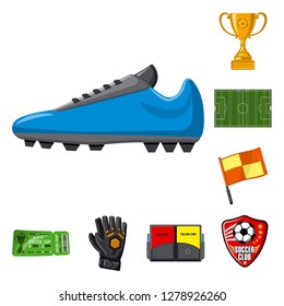 Vector illustration of soccer and gear symbol. Set of soccer and tournament stock symbol for web.