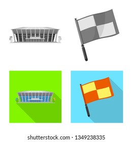 Vector illustration of soccer and gear symbol. Collection of soccer and tournament vector icon for stock.