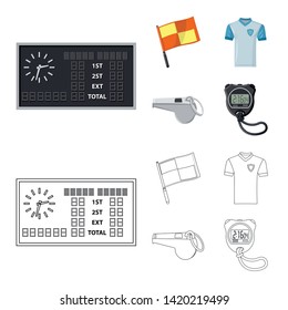 Vector illustration of soccer and gear symbol. Collection of soccer and tournament vector icon for stock.