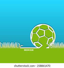 Vector Illustration of Soccer Outline Backdrop with Stadium Grass for Design, Website, Background, Banner. Silhouette  Ball Element Template for Team 