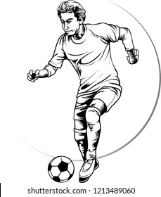 Vector Illustration Sketch Football Player Action Stock Vector (Royalty ...