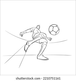 Vector illustration of soccer player in action kicking a football