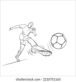 Vector illustration of soccer player in action kicking a football
